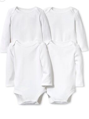 NEW Little star 100% Organic Cotton 4 Pack White Bodysuit Long Sleeve newborn